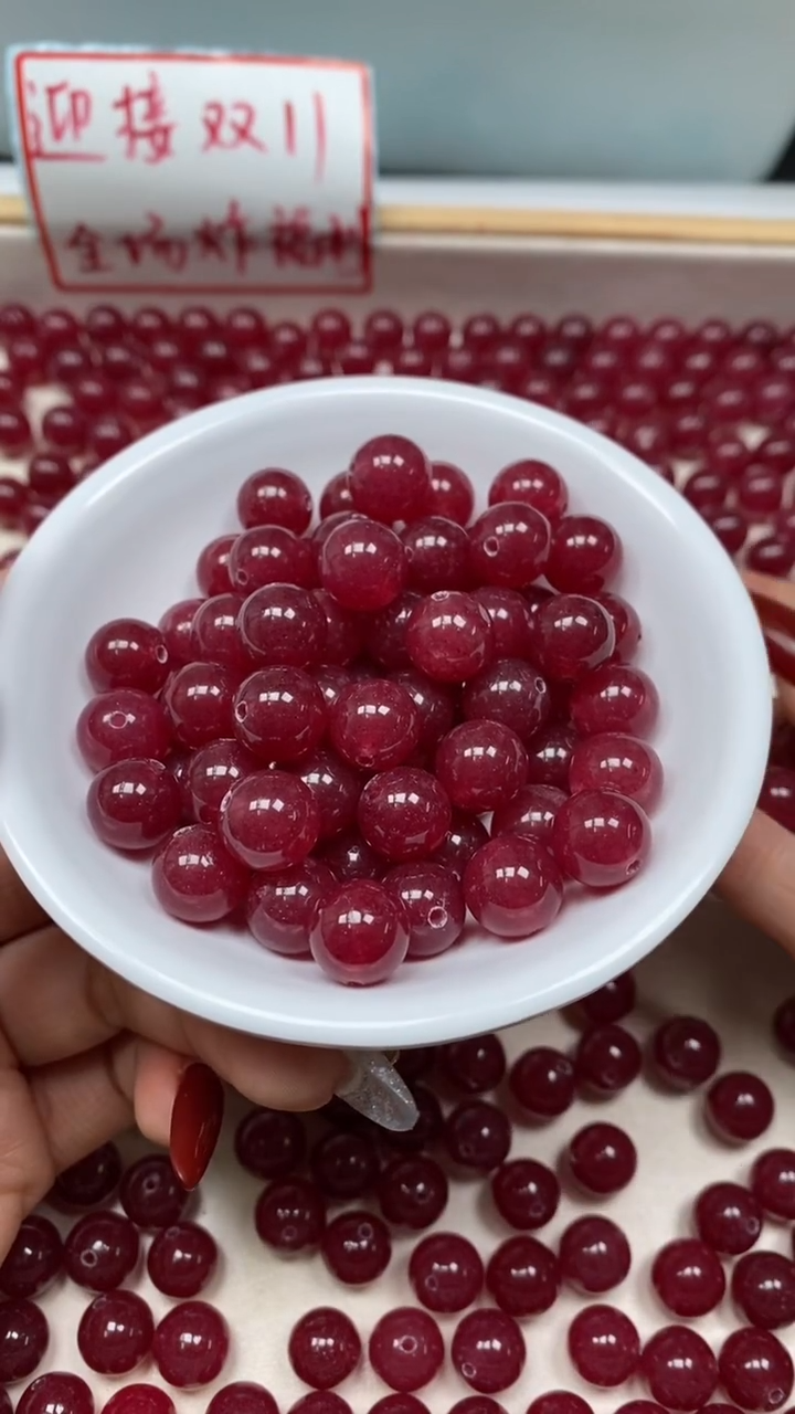 未镶嵌散珠碧玺E580 鸽血红碧玺10mm10个6.8元