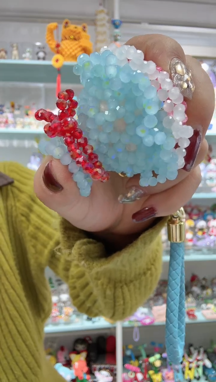 玻璃0926卡4水晶扁10条微光彩天青蓝玉