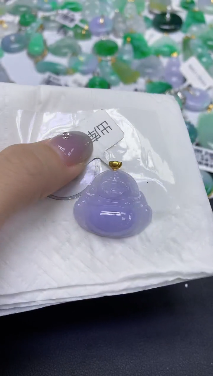 颈饰18K金镶嵌翡翠天然缅甸翡翠A货百元以上9元证书费自理