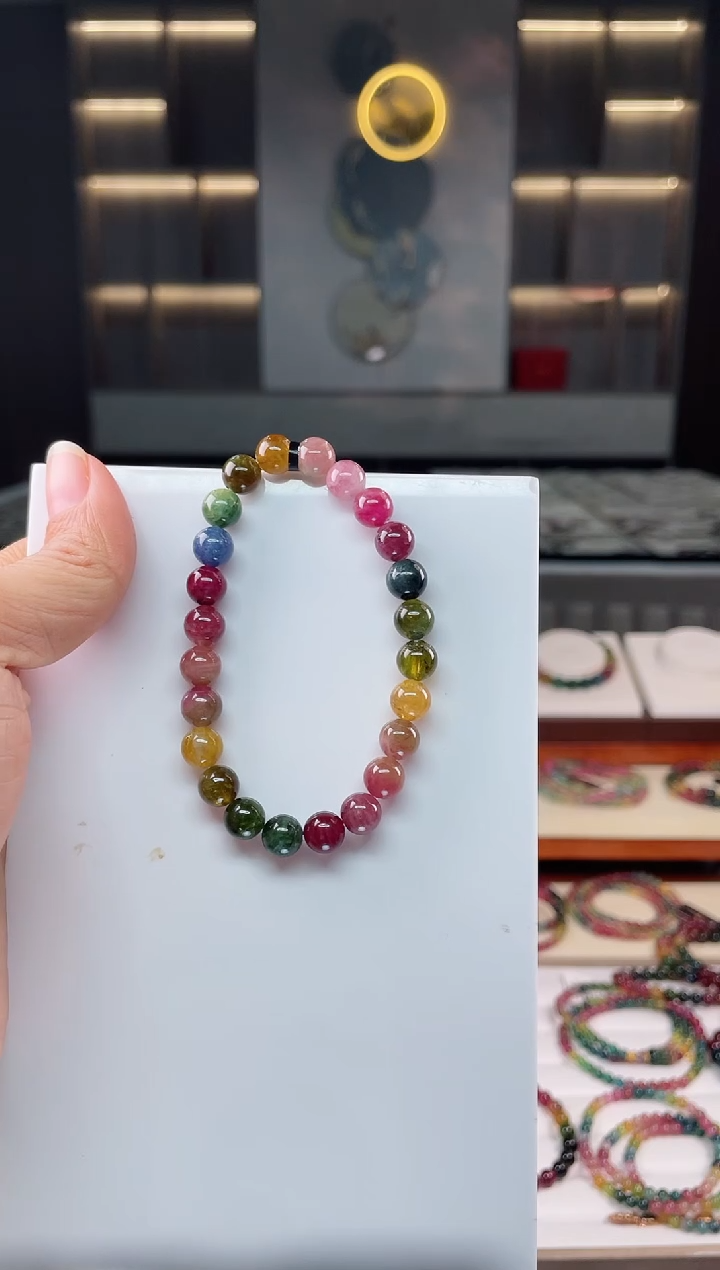 未镶嵌老矿碧玺单圈手串7mm+碧玺（多样性发一条）Q