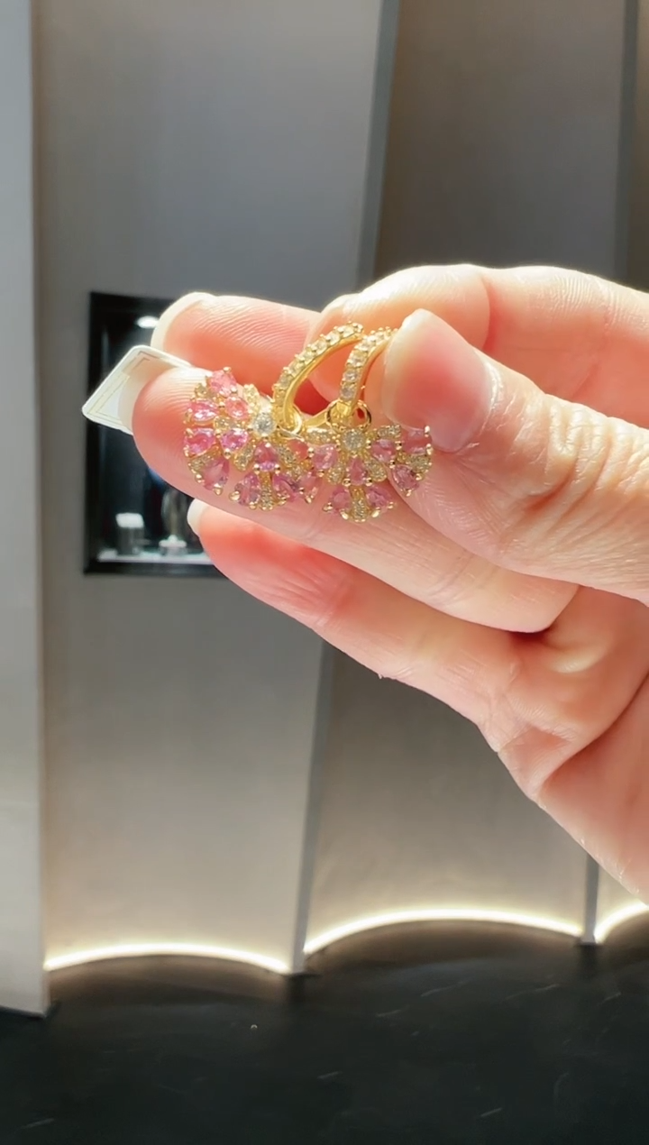 【闪购商品】蓝宝石耳饰银S925镶嵌21】蓝宝石帕帕拉恰