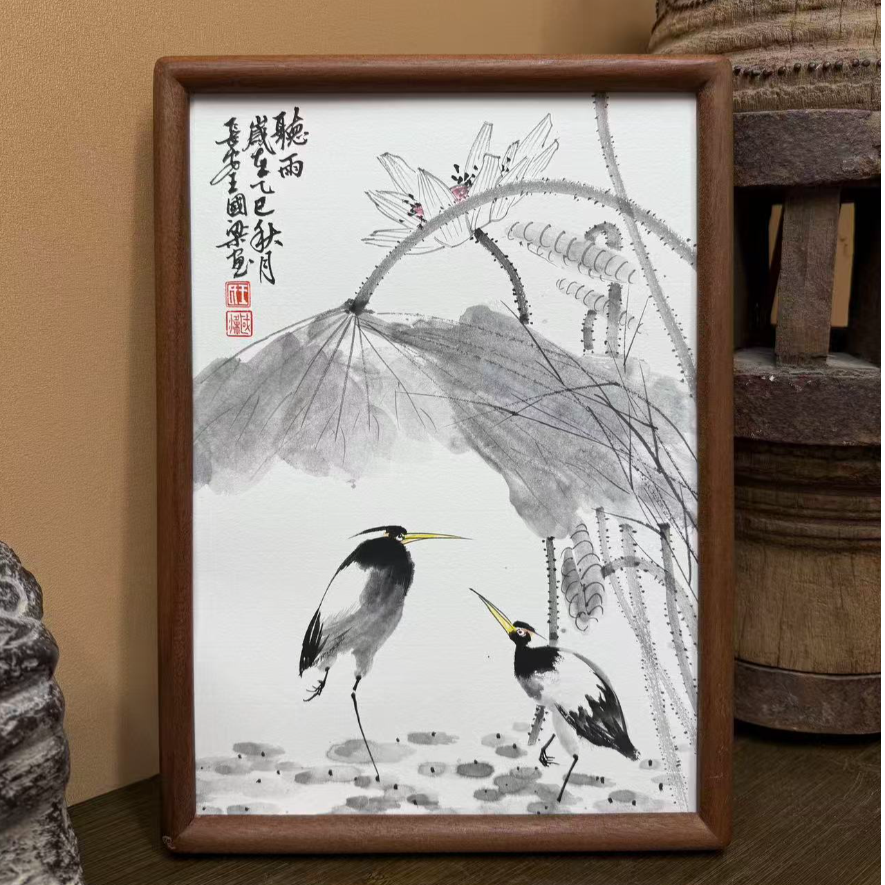 《听雨》23×32花鸟装饰画