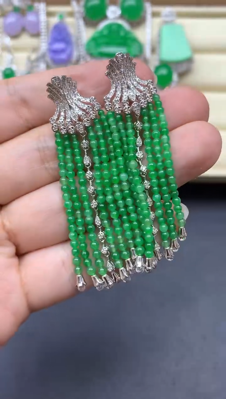 翡翠18K金镶嵌耳饰651-中国好珍宝