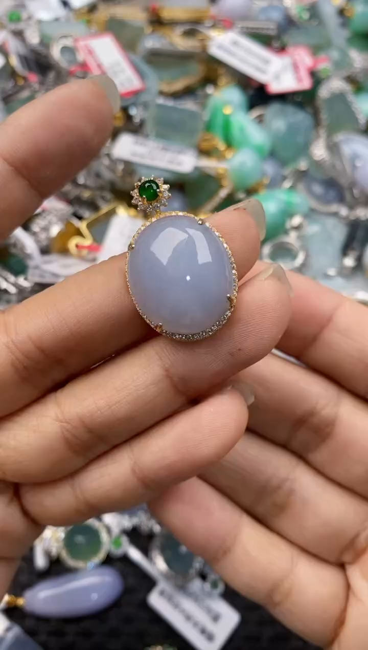 银S925镶嵌戒指翡翠666----2