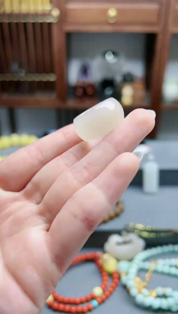 【闪购商品】和田玉指环未镶嵌和田玉藕粉指环15-16号*1 BDD