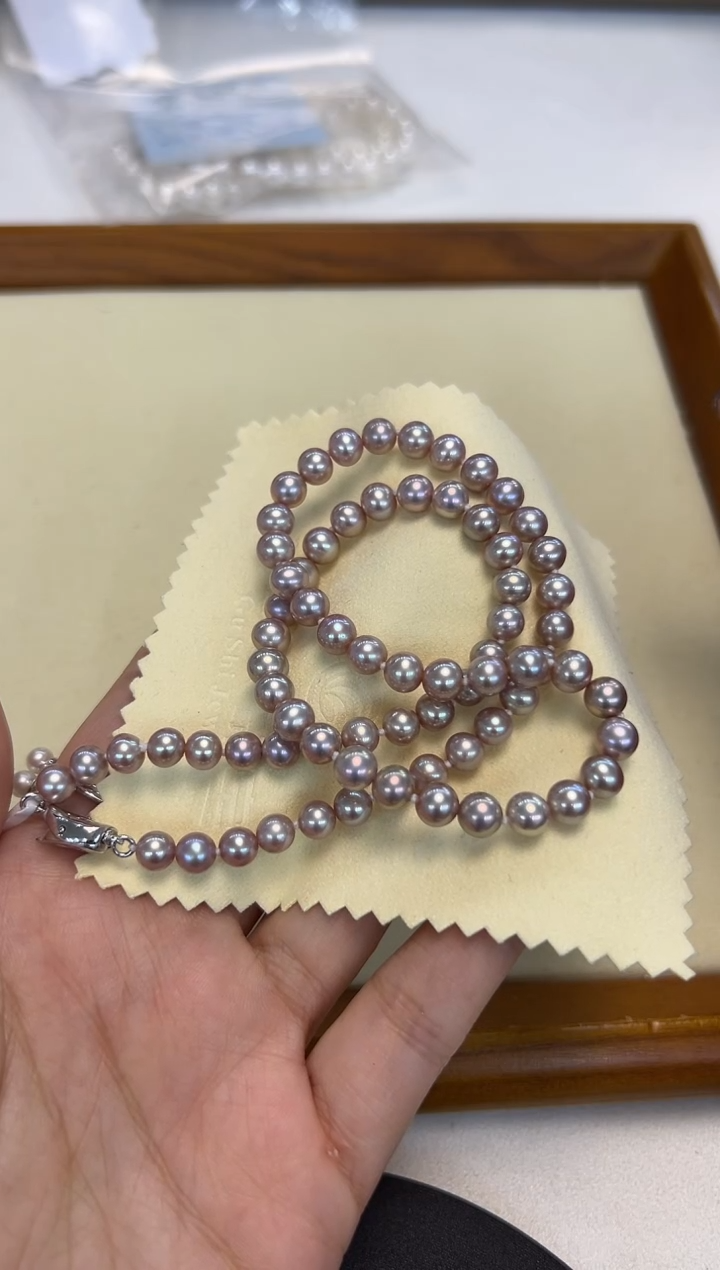 颈饰银S925镶嵌淡水珍珠6mm左右无核