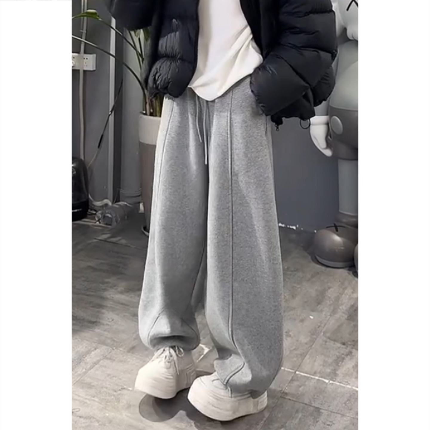 艾塔莉女小个子加绒哈伦裤韩版休闲裤加厚保暖长裤卫裤秋冬显瘦女