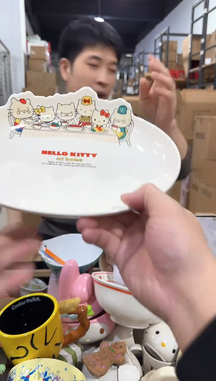 瓷片原盒kt猫一家人合集餐盘