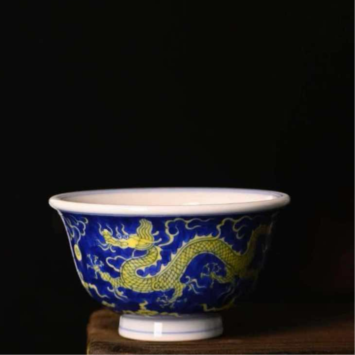 【非遗东方】蓝地龙纹（黄龙）压手杯