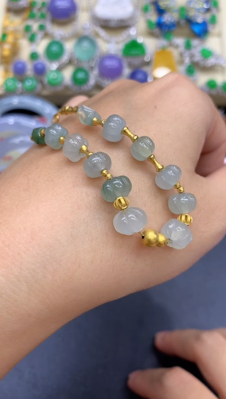 18K金镶嵌手链翡翠240-中国好珍宝