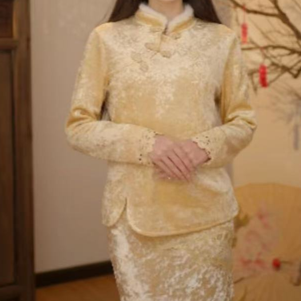 冬季新款内搭国风复古时尚加绒小衫2025c1137媛媛蒂莎仓