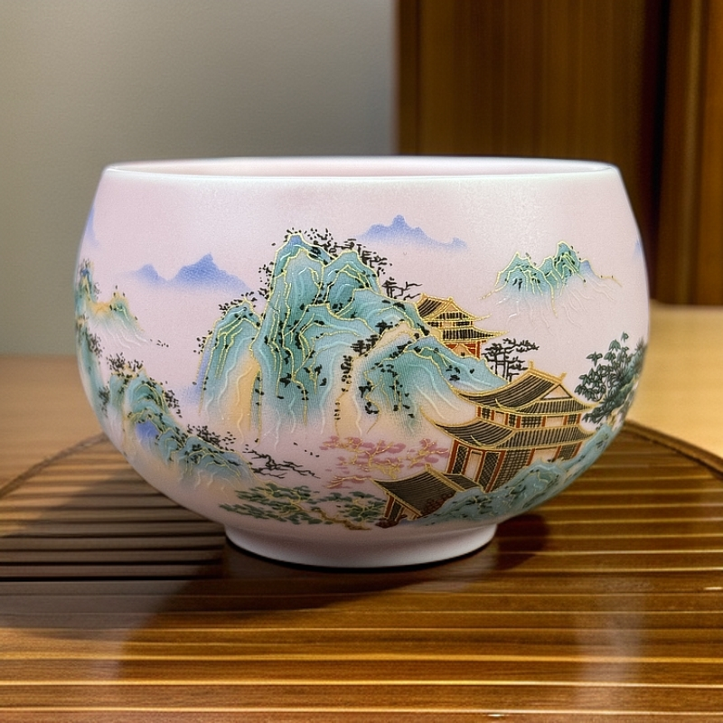 粉汝山水罗汉杯A210