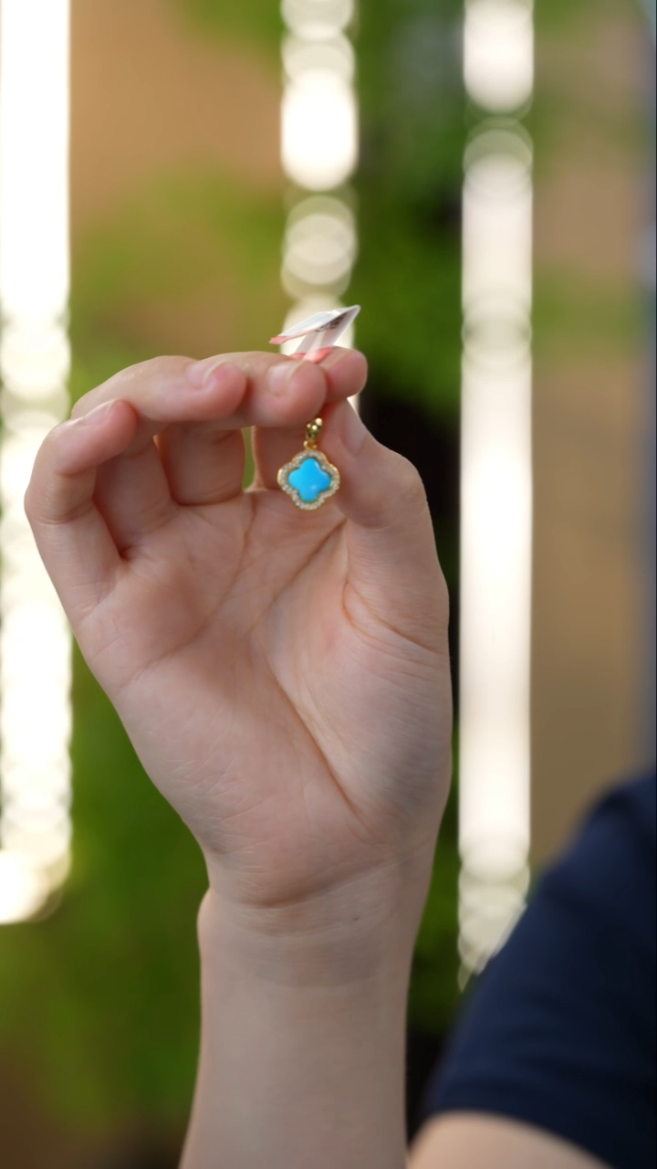 绿松石银S925镶嵌吊坠(不含链)秒拍号1