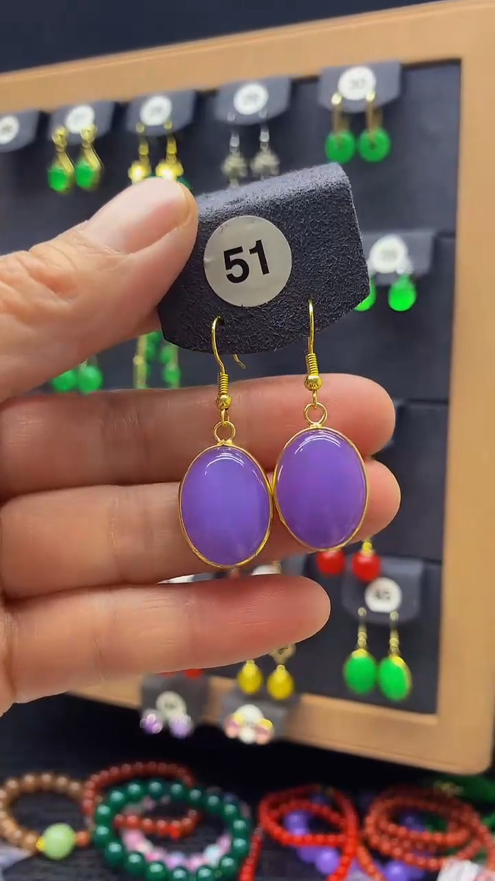 【闪购商品】玛瑙/玉髓耳坠银S925镀金镶嵌66666