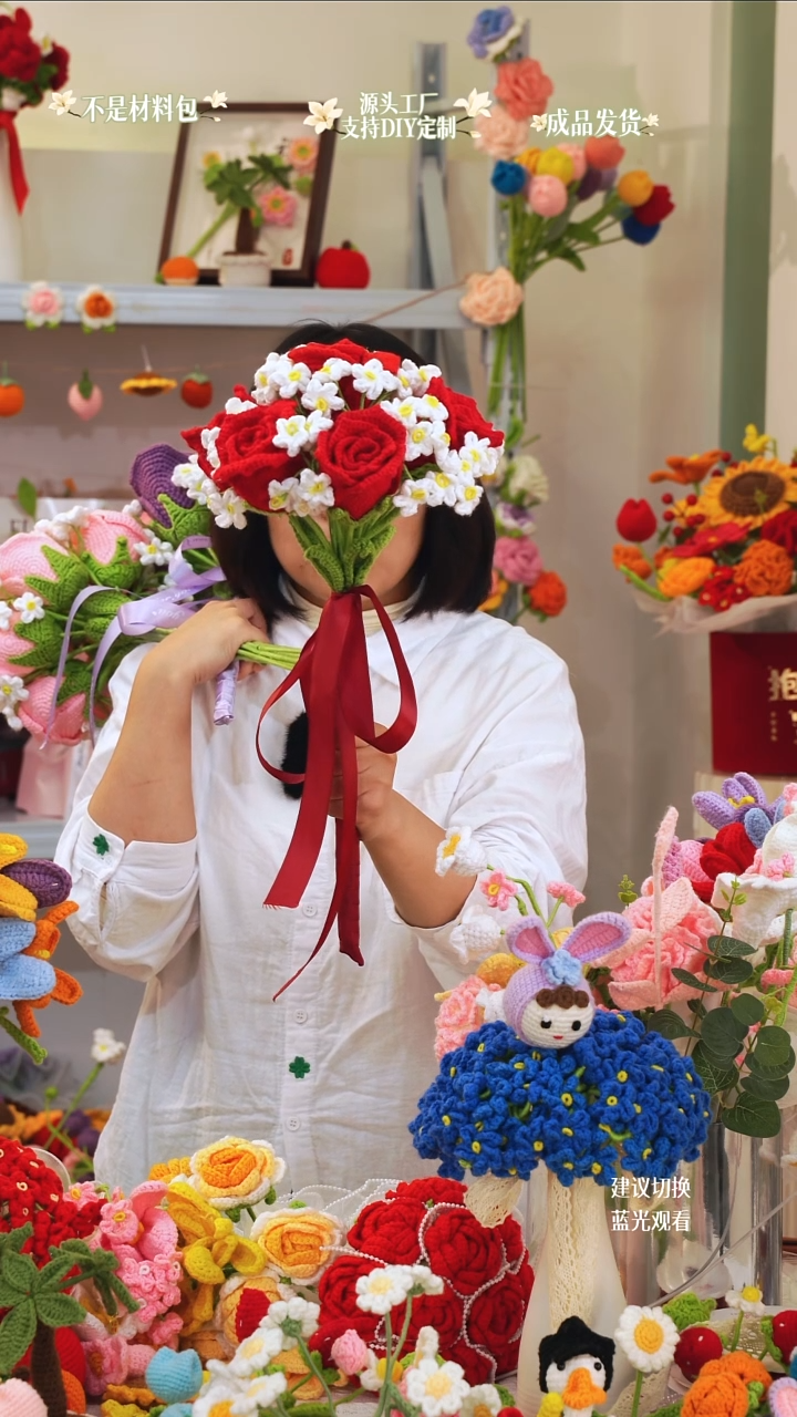 (YinLiebe)定制大红色酒杯玫瑰手捧花