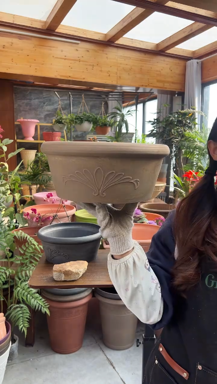 30*12.5/TA30【3只装】棕灰色浮雕纹理花盆