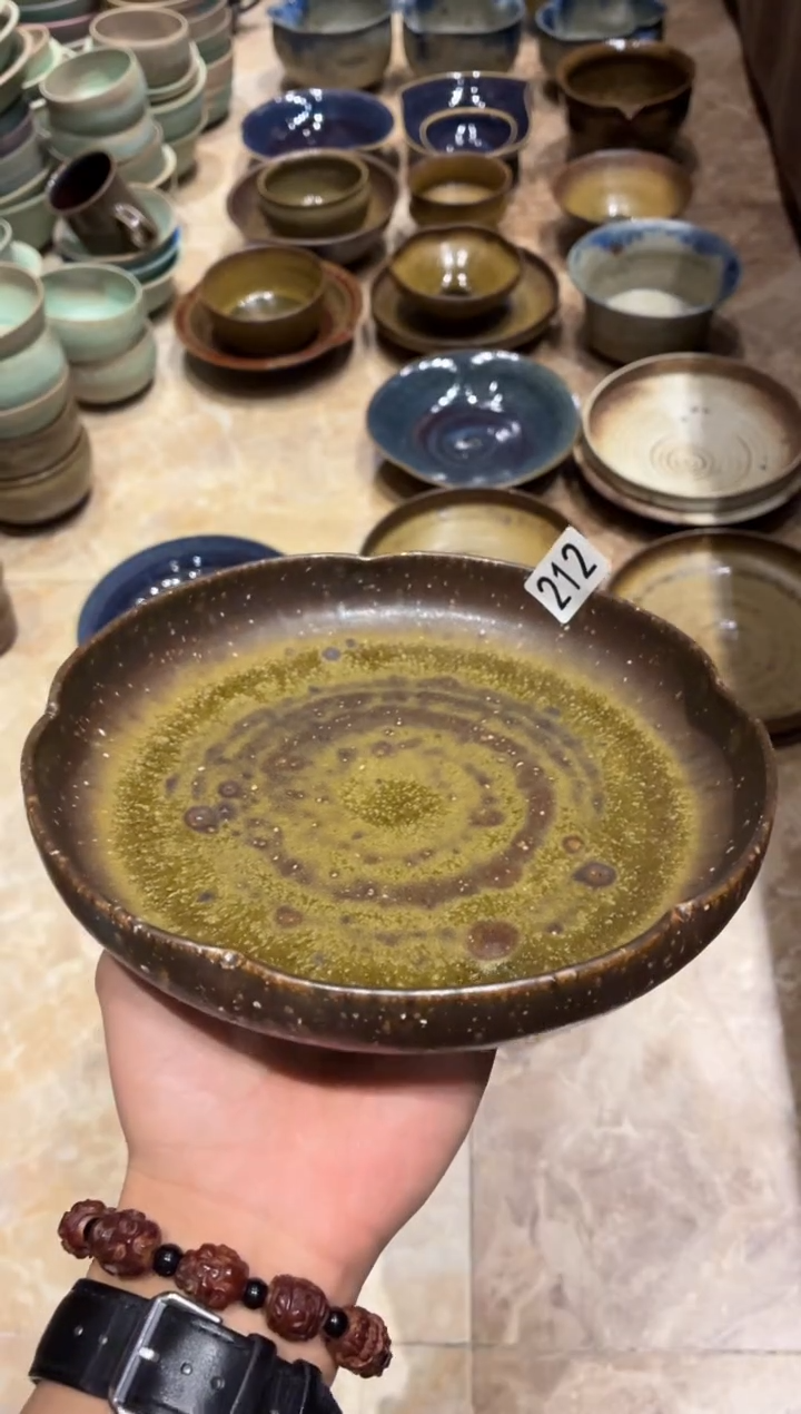 瓷片月***?212微瑕一叶知秋立边盘1个