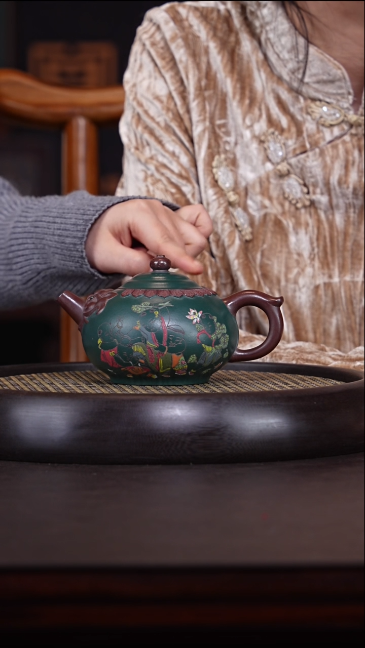 【闪购商品】紫砂茶壶任秋兴5-119绿泥龙刻360c
