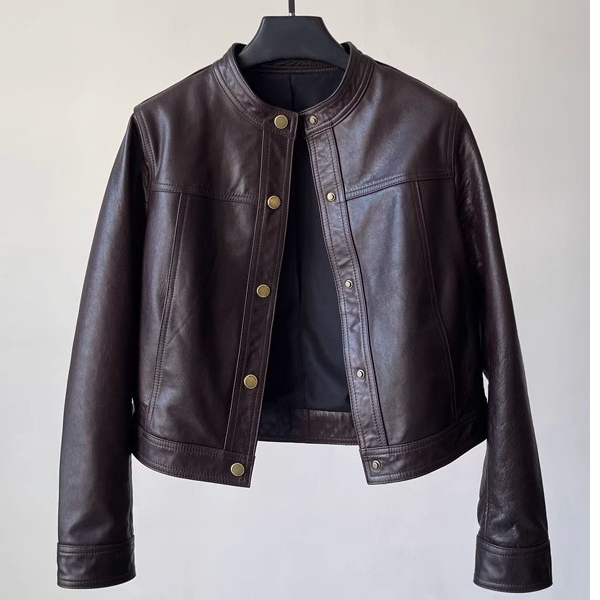 【随时光】2025年复古潮流立领皮衣外套机车夹克外套 时尚5866