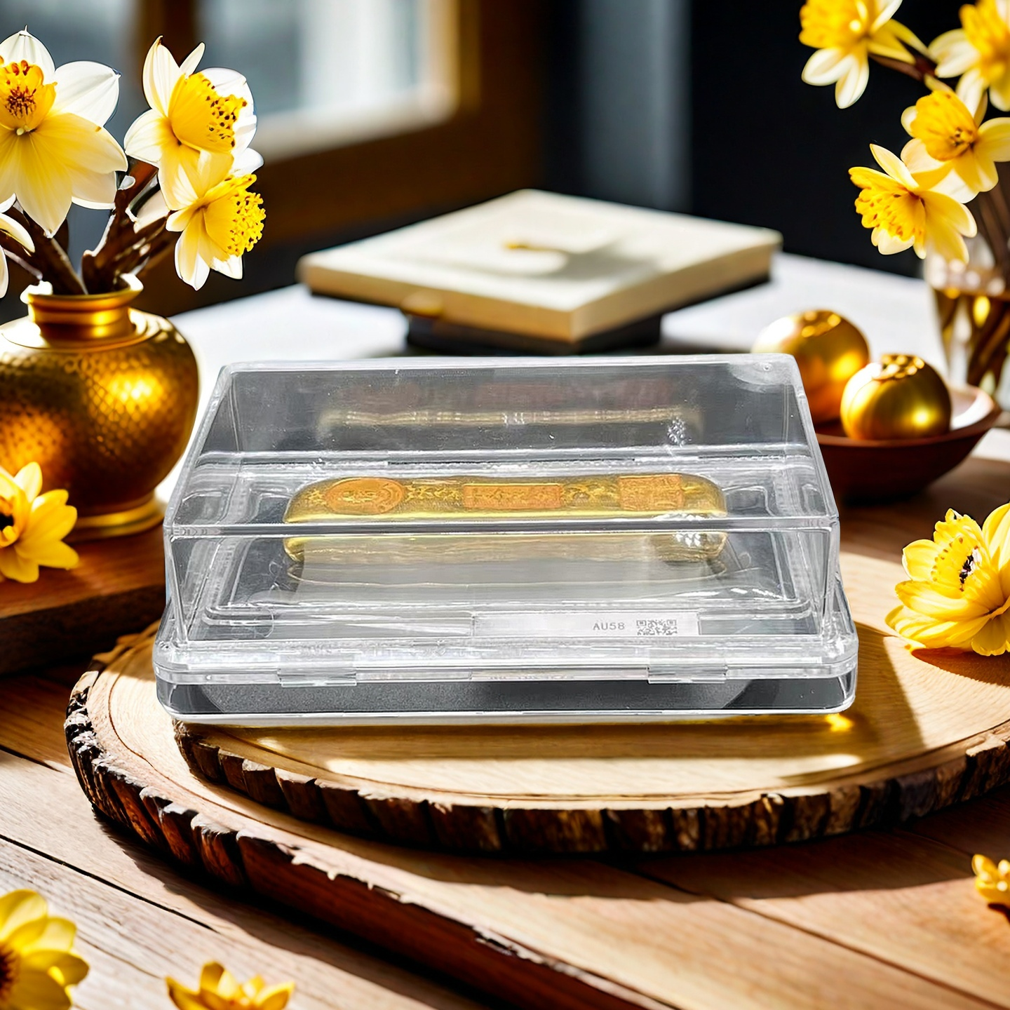 长条金色小黄鱼实心9999  水晶礼盒包装G001