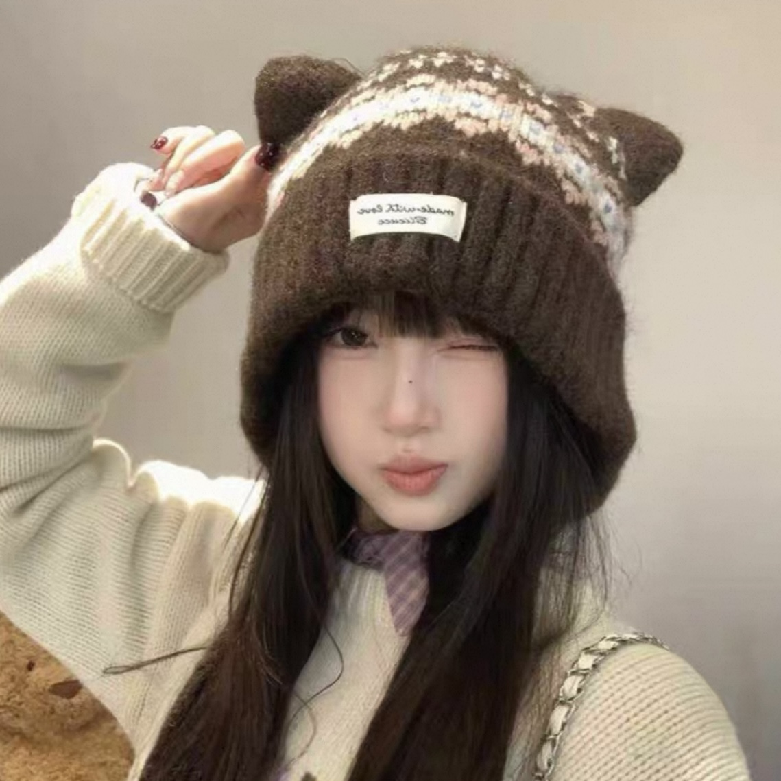 【秋冬可爱帽子合集】秋冬宝宝针织帽成人休闲风帽时尚保暖套头帽