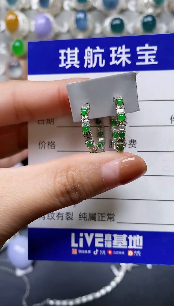 【闪购商品】翡翠耳饰银S925镶嵌0363