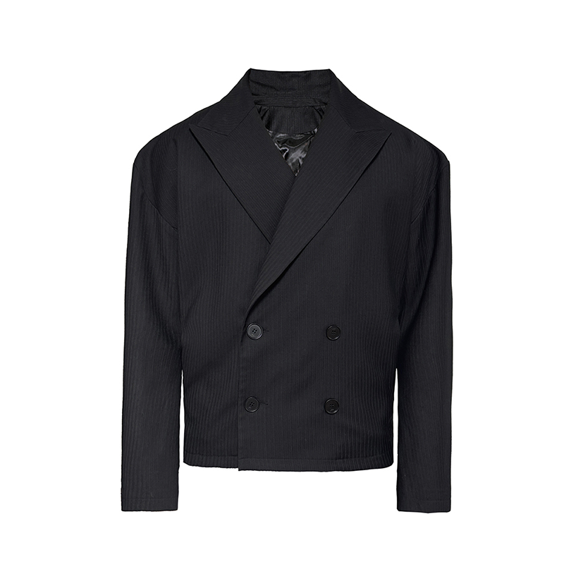JCAESAR STRIPED SUIT 条纹双排扣廓形西装 双排扣门襟 剑领领型