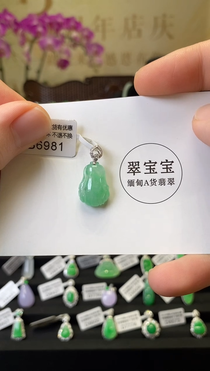 颈饰18K金镶嵌翡翠B6987  白菜 含运营费