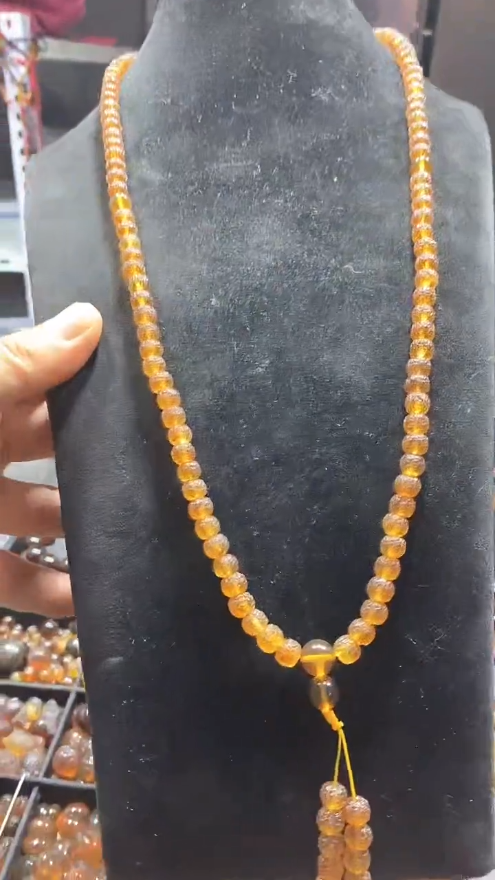 琥珀未镶嵌耳饰天然缅甸琥珀108链子7+