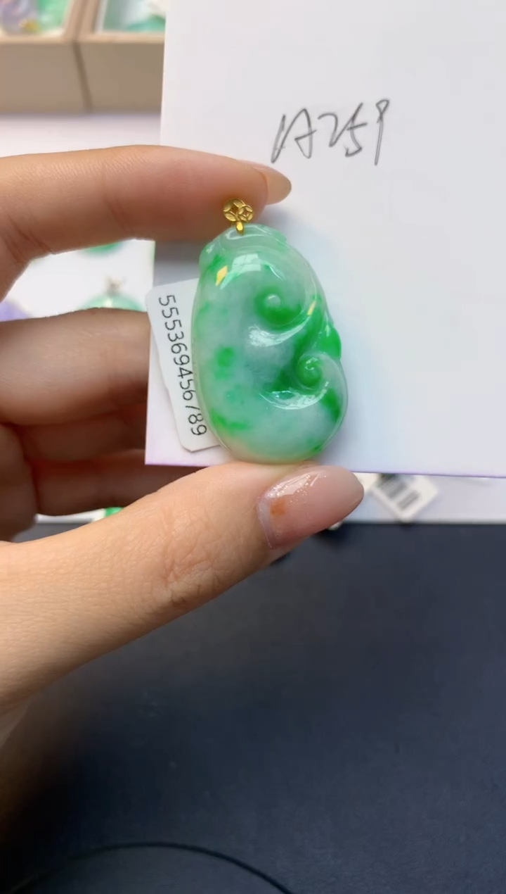颈饰18K金镶嵌翡翠天然A货缅甸翡翠百元以上9元证书费自理