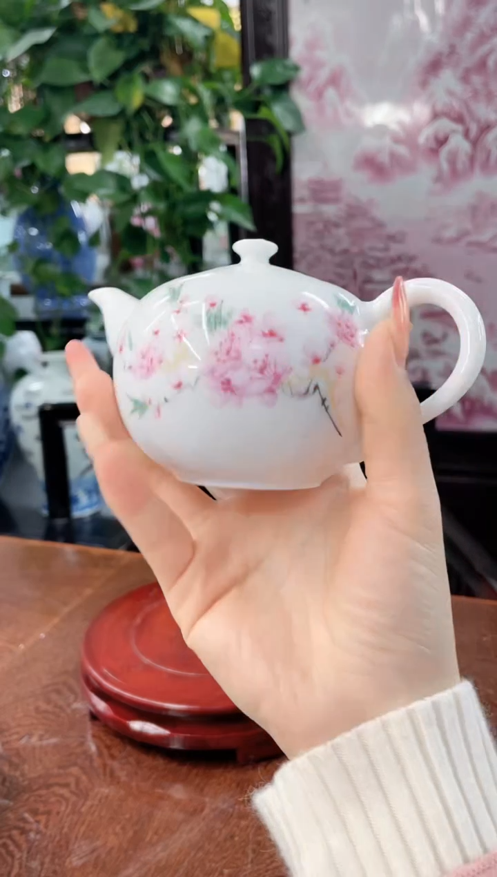 【闪购商品】031陶瓷供应链粉彩水点桃花画片西施壶