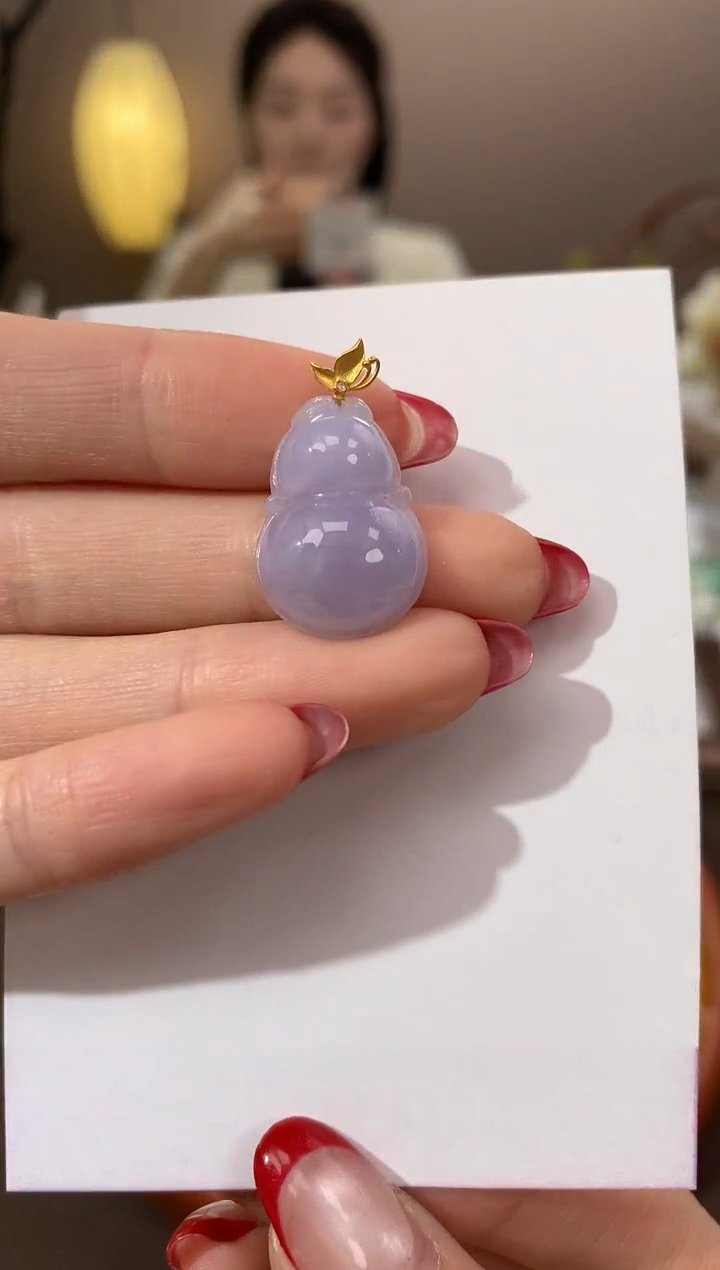 【闪购商品】翡翠颈饰18K金镶嵌天然缅甸a货翡翠