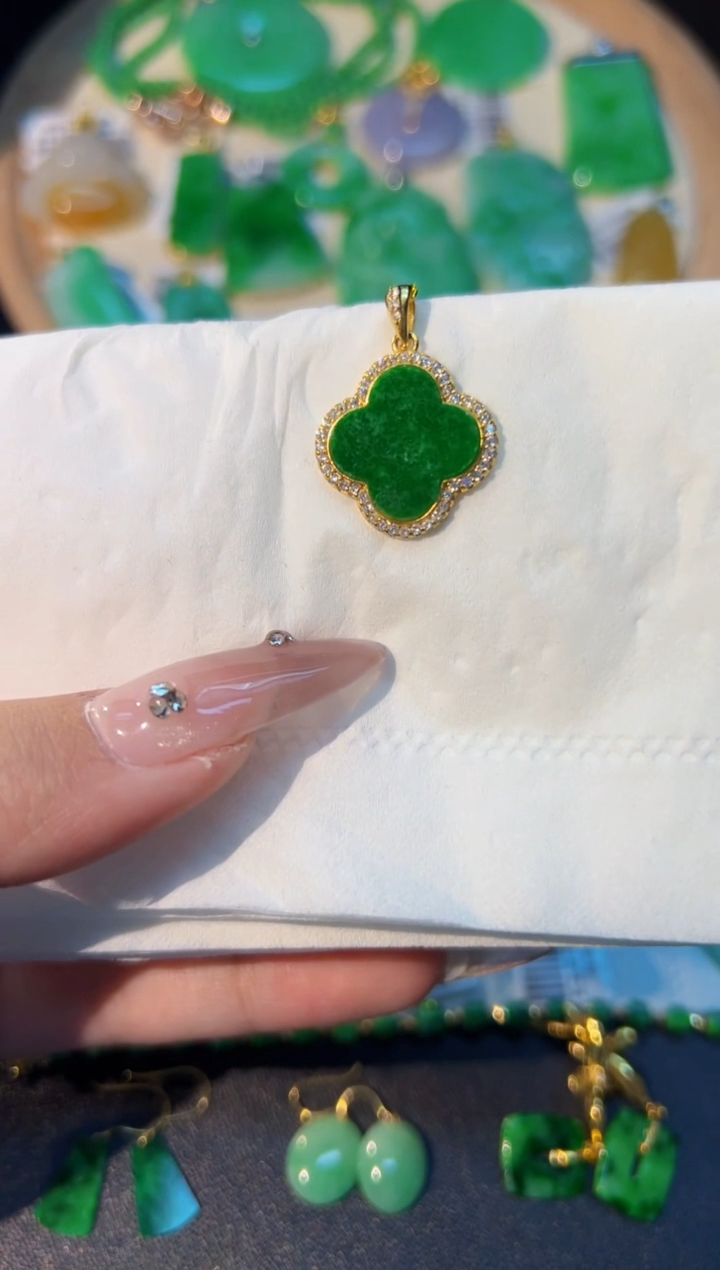 【闪购商品】翡翠颈饰银S925镶嵌Y缅料A货/支持复检/一件