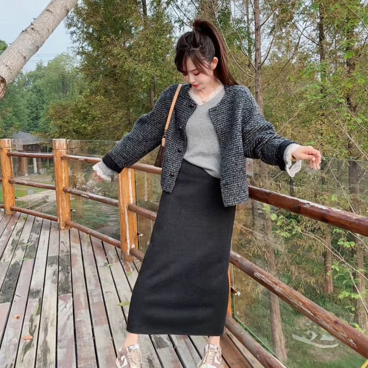 YX八WT202511024新款短款双面手工大衣气质时尚百搭韩版