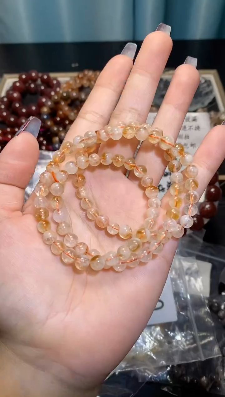 【闪购商品】水晶手串未镶嵌黄塔晶三圈编码010