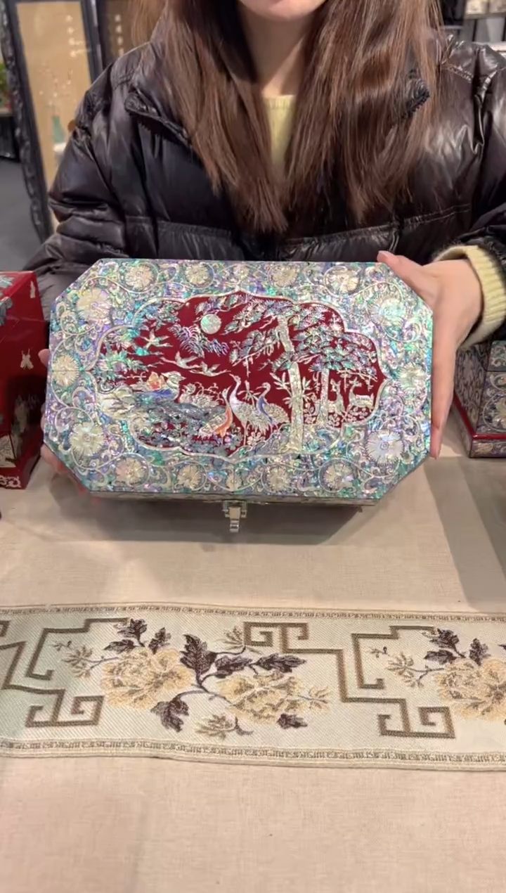 【闪购商品】八边鱼锁全满螺弘贝雅螺钿漆器文化馆