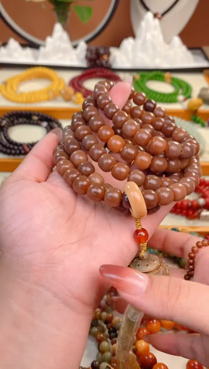 【闪购商品】菩提根/象牙果手串深色玫瑰108颗10*11+3香