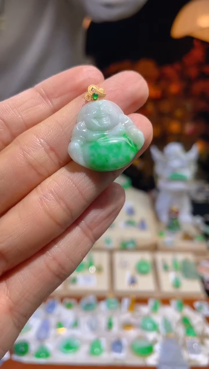 【闪购商品】翡翠颈饰18K金镶嵌假一赔三