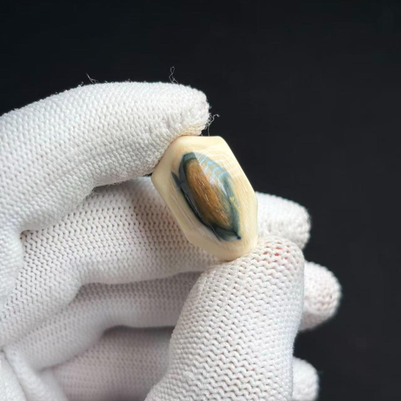 丰骨「猛犸象牙·蓝眼三通」-G1402-14mm 材质保真 假一罚四