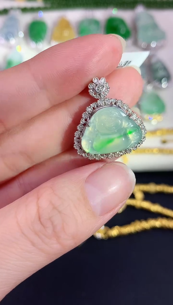 吊坠(不含链)18K金镶嵌翡翠232|