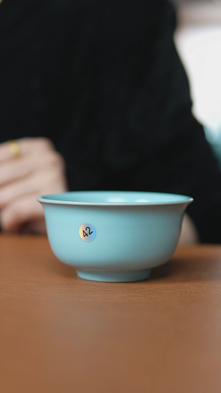 瓷片仿古宋臻釉压手杯瑕42