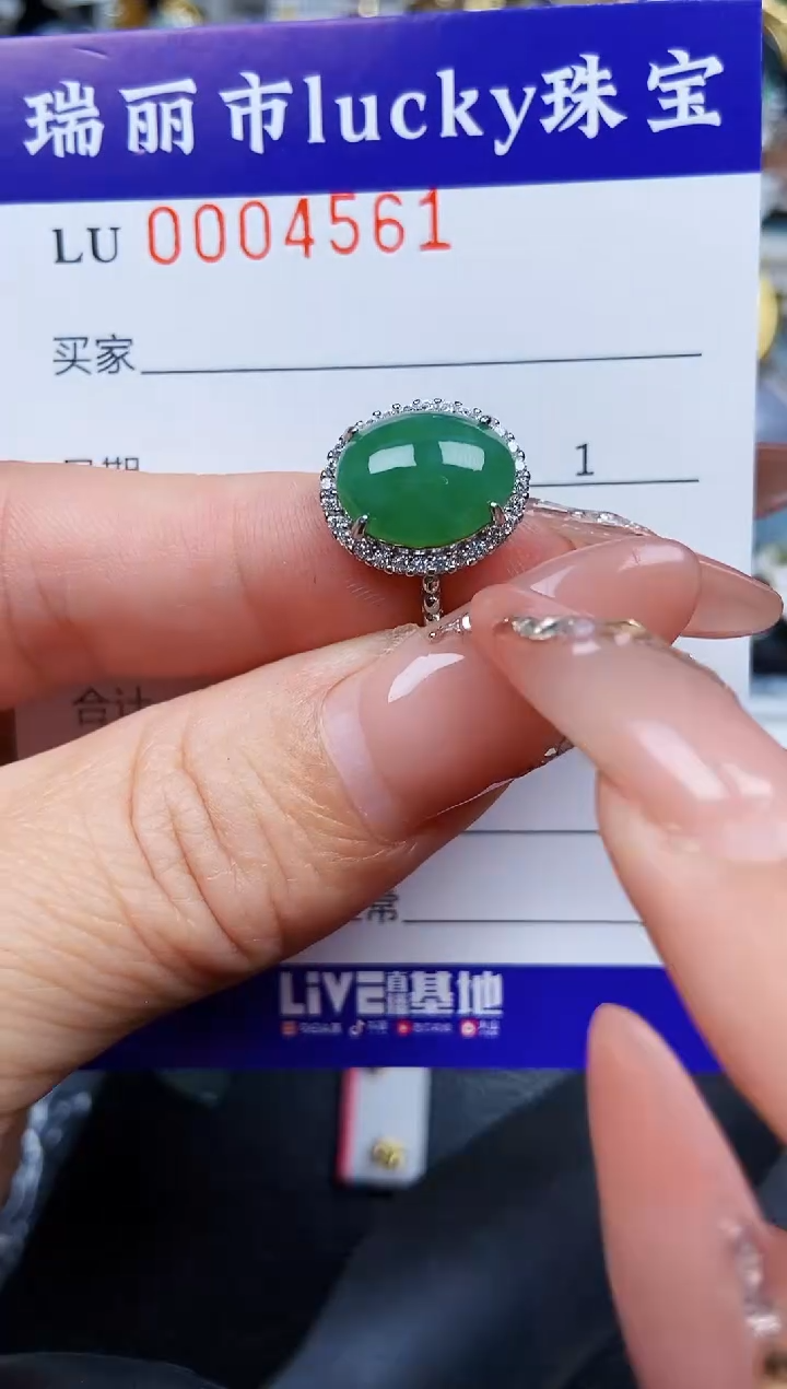 翡翠银S925镶嵌颈饰4561