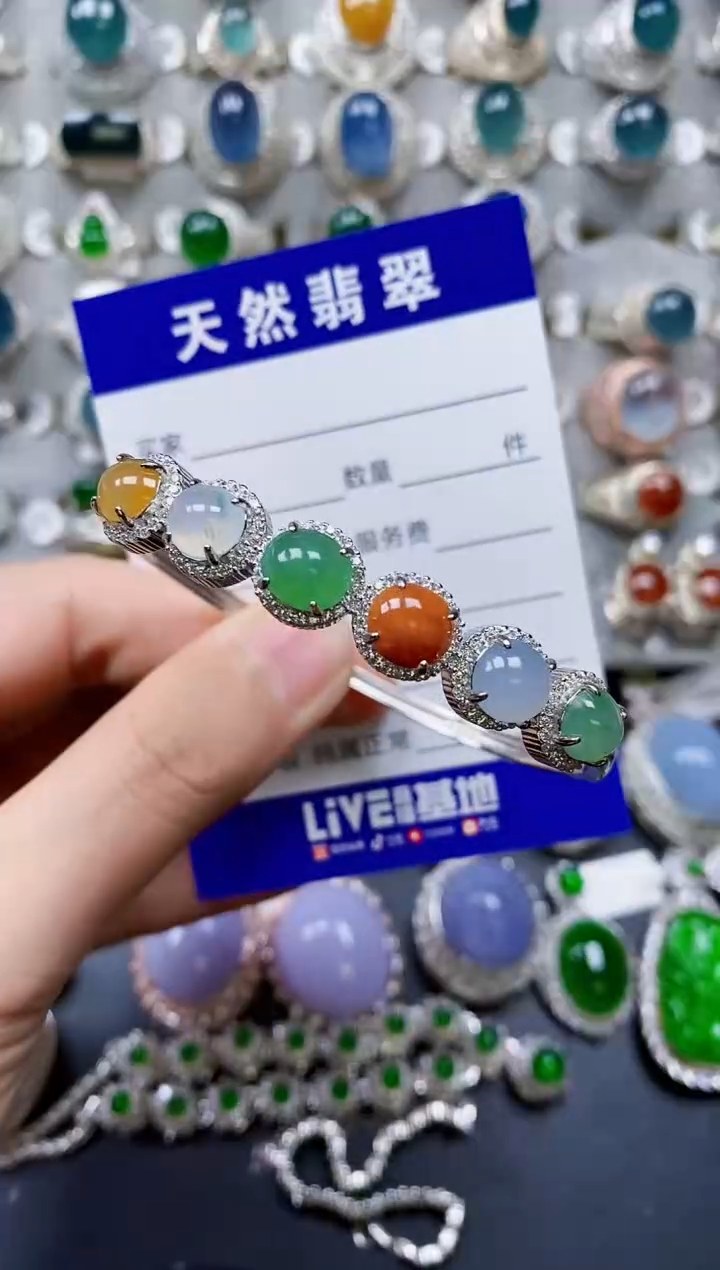 【闪购商品】翡翠手镯银S925镶嵌0282