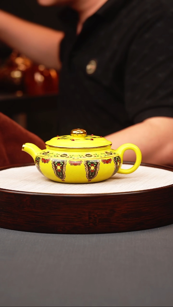 茶壶紫砂芒果段珐琅彩扁腹