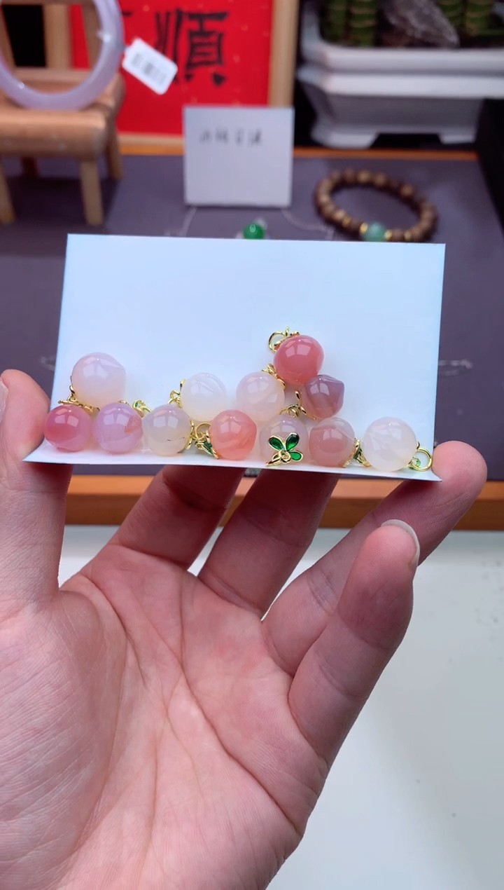 合金吊坠(不含链)玛瑙/玉髓玛瑙多样性发一件-桃子