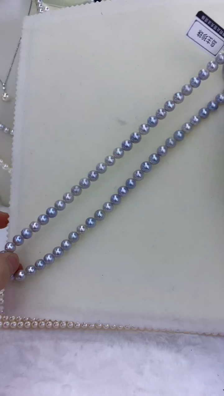 未镶嵌饰品海水珍珠7-8真多麻色满珠链G3