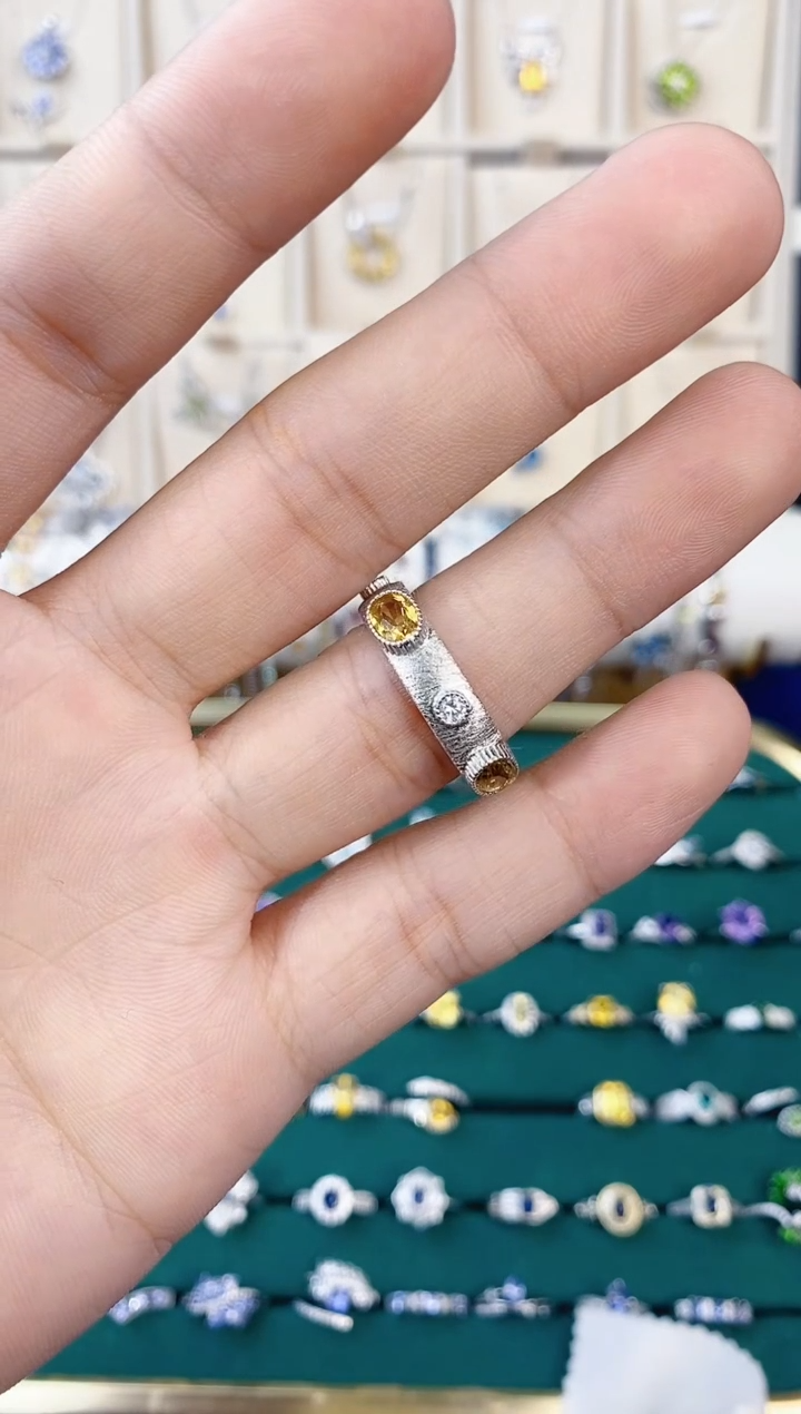 【闪购商品】黄晶戒指银S925镶嵌带证书