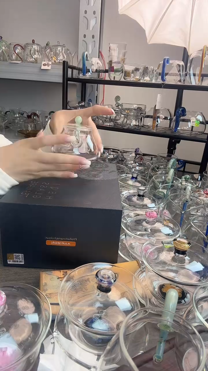 手工艺品玻璃风谜小幸壶浅玉色