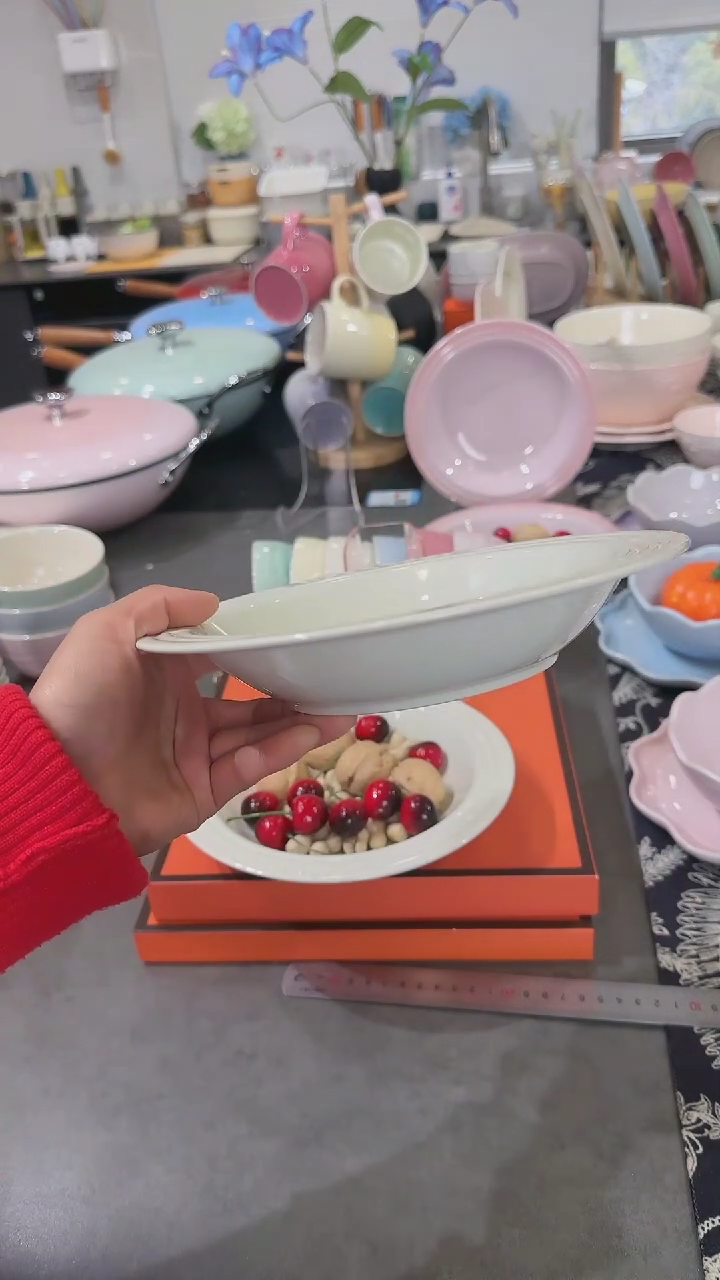 【闪购商品】瓷【2个装】奶油白草帽盘-20cm