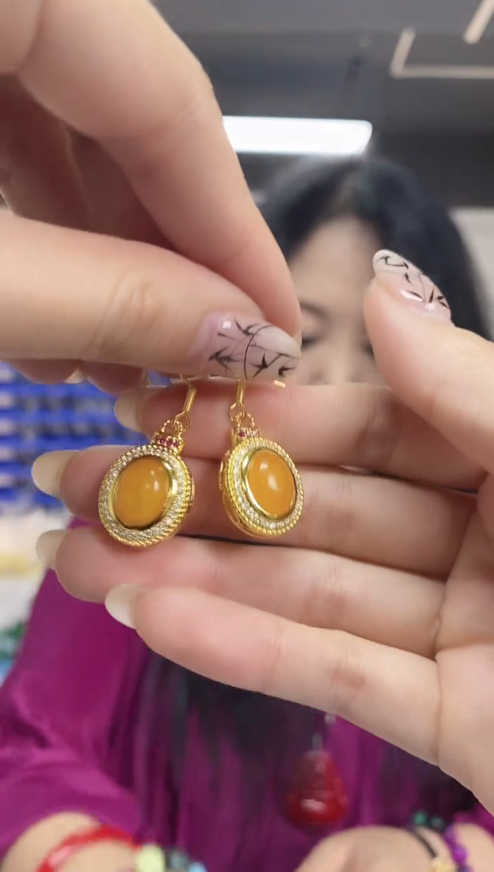 【闪购商品】蜜蜡裸石银S925镶嵌多样性发其一颜色微差